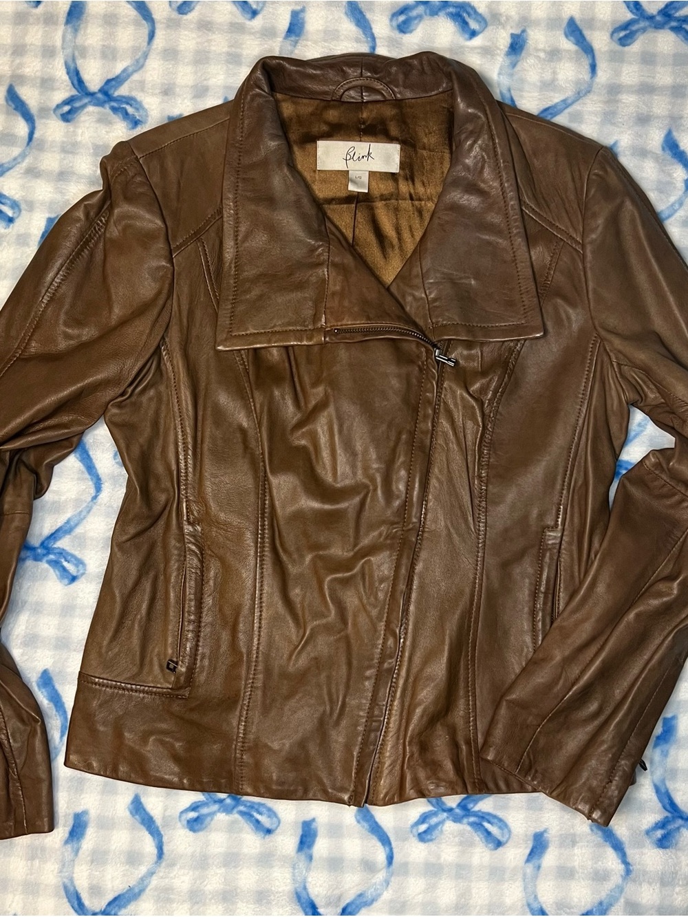 Blank Leather Asymmetrical Zip Jacket - Women - Brown